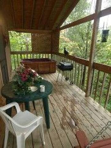 Covered back porch in Timber Rose Chalet