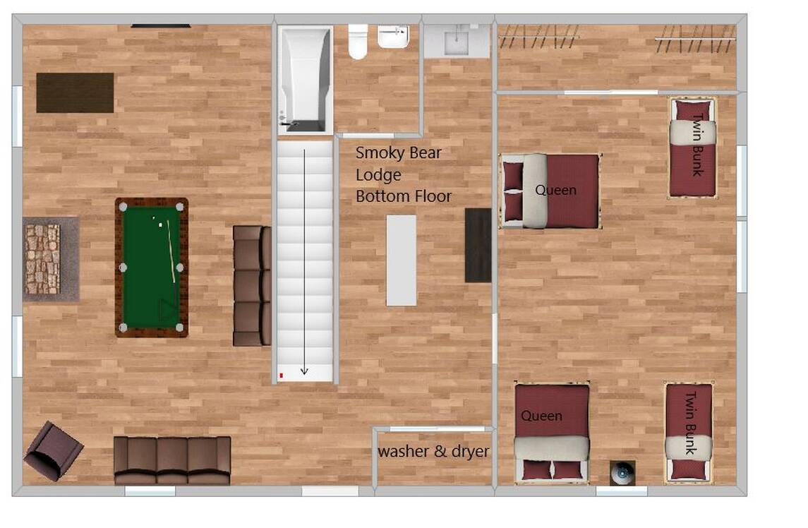 Smoky Bear Lodge with Guest House floorplan