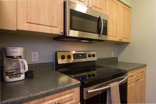 Coffee maker, Keurig, stove and microwave.  And lots of cabinets!