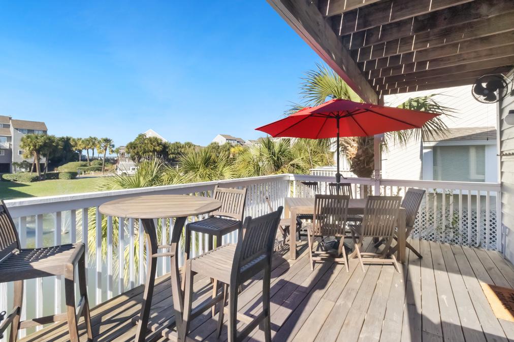 Great deck with Gas Grill, Dining and Sitting areas