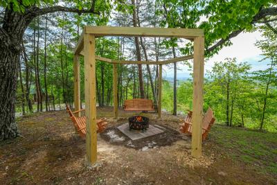 Moose Haven Cabin - Outdoor fire pit with swings