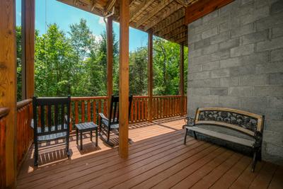 Katies Lodge lower level covered back deck