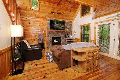 Treeside living room with recliner