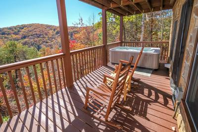 Bearadise back deck with hot tub