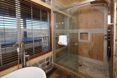 The Hidden End bathroom one with walk in spa shower