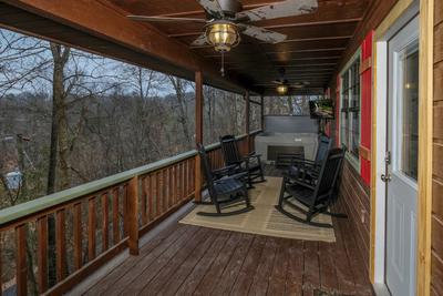 Margaritas at Sunrise - Covered front deck with rocking chairs and hot tub