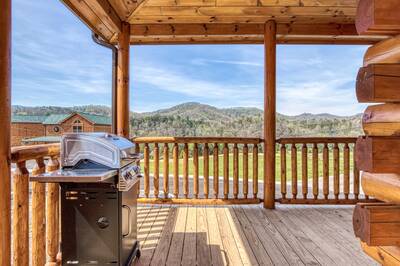 Blue Bear Splash - Covered wrap around deck with mountain view