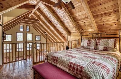Sweet Mountain Aire - Upper level loft bedroom with queen bed