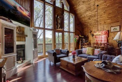 Emerald Forest - Living room with floor to ceiling windows