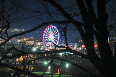 Inn the Vicinity - View of the Island in Pigeon Forge from the deck at night