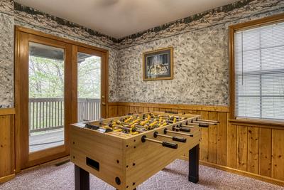 Dances With Wolves game room with foosball table