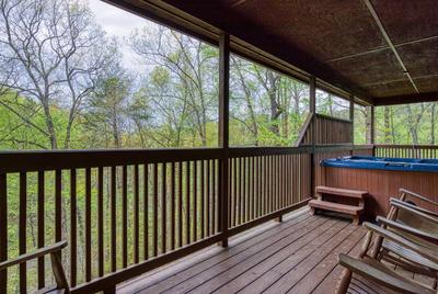 Dances With Wolves covered back deck with hot tub