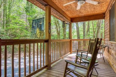 Deer to Dream - Covered entry deck with rocking chairs