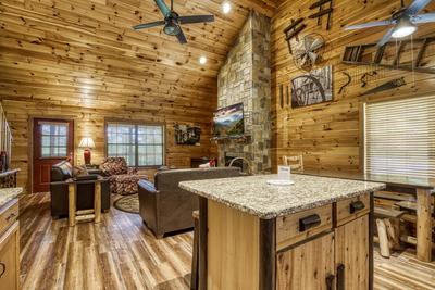 S'more Family Fun - Kitchen island and living room