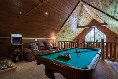 Smoke on the Water - Upper level loft area with pool table