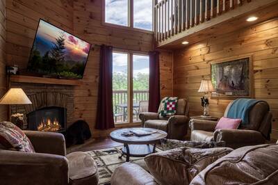 Black Bear Lodge - Living room with 65-inch TV