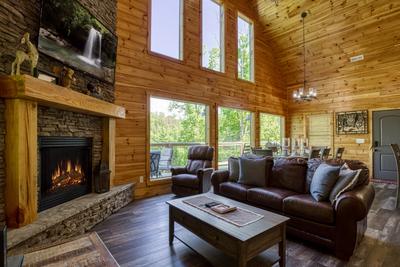 Wild Heart Lodge - Living room with vaulted ceilings