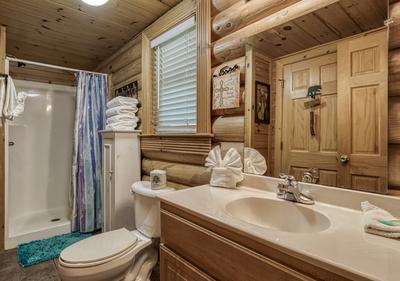 A Smoky Getaway - Main level bathroom with walk-in shower