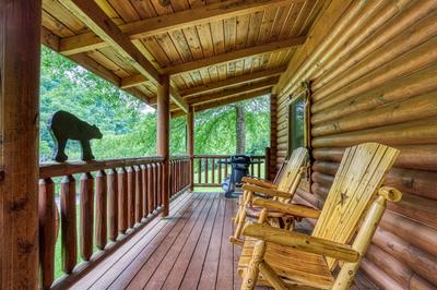 A Smoky Getaway - Covered back deck with rocking chairs