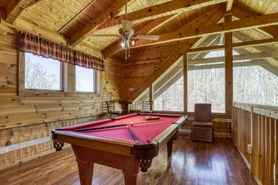 Outskirts of Heaven game room with pool table 