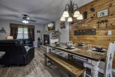 Rustic Acres dining table and living room