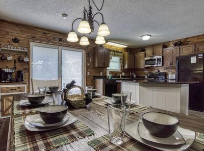 Rustic Acres dining table and kitchen