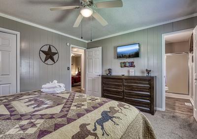 Rustic Acres bedroom with king size bed