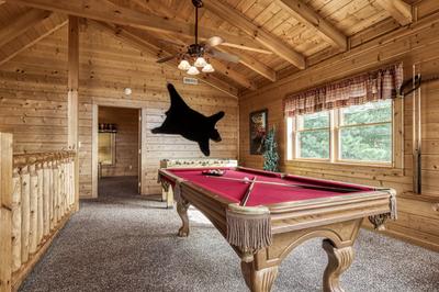 Rainbows End upper level game room with pool table