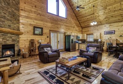 The Bear Cubs living room and kitchen