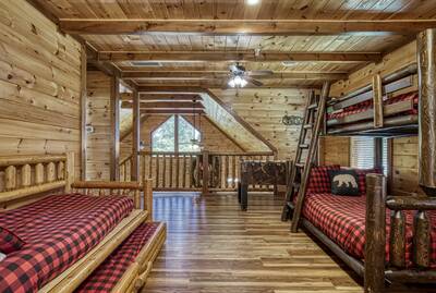 The Bear Cubs upper level loft area with bunk beds 
