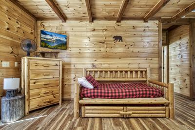 The Bear Cubs upper level loft area with trundle bed