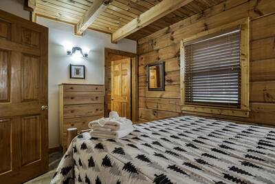 Owl's Nest main level bedroom with queen size bed