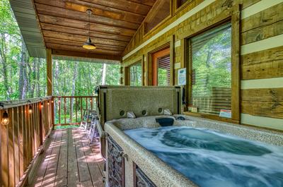 Unforgettable hot tub on covered back deck