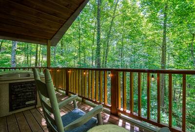 Unforgettable covered back deck with hot tub