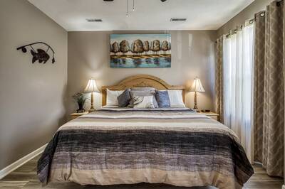 Striking Waters bedroom with king size bed