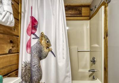 Squirrels Nest main level bathroom with tub/shower combo