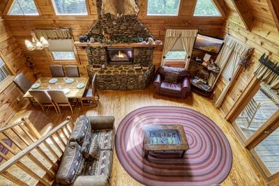 Antler Crossing living room view from loft