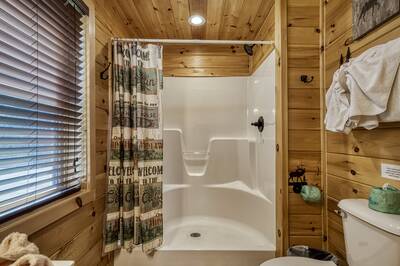 River Haven main level bathroom with walk in shower