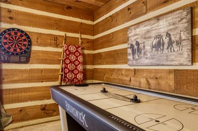 Mountain Magic upper level loft area with air hockey table