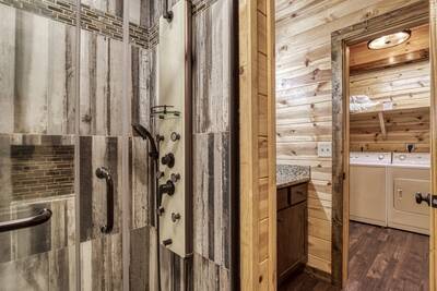 The Road Less Traveled bathroom with walk in spa shower