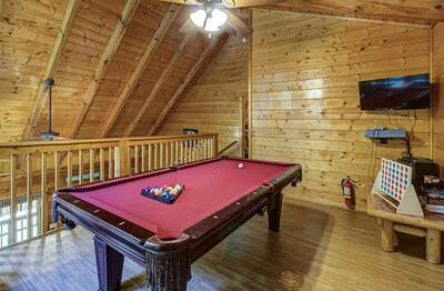 Creekview loft area with pool table