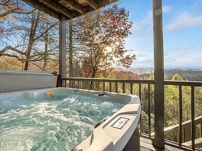 Peak of Perfection hot tub on back deck