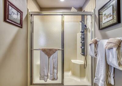 Sunset View Chalet bathroom with walk in shower