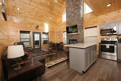 Pine View Lodge fully furnished kitchen and living room