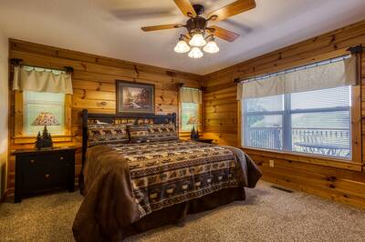 Getaway Mountain Lodge main level bedroom one with king size bed