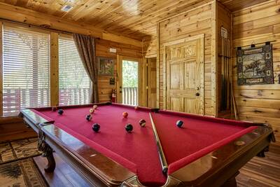 Antler Run second floor game room with pool table