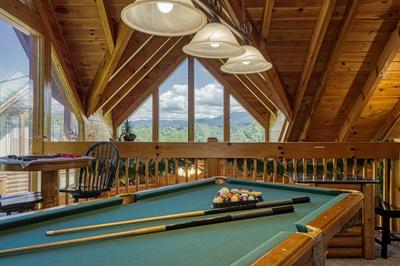 A Stone's Throw upper level loft game room with mountain views