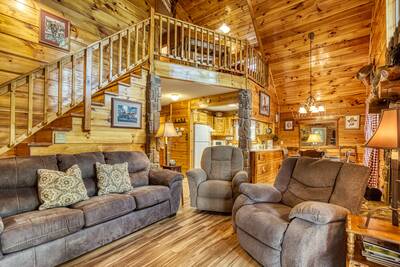 Campfire Lodge living room and loft area