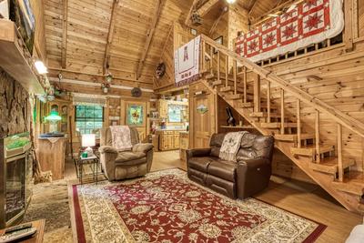 Striking in the Smokies living room and loft area