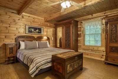 Striking in the Smokies master bedroom with king size bed